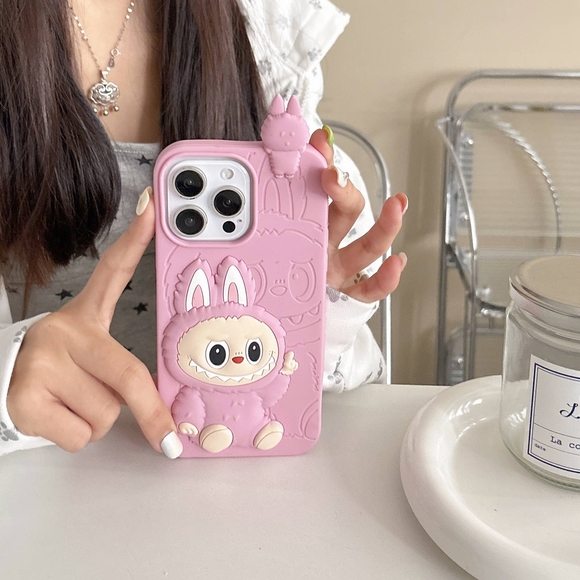 Other - Pink Labubu iPhone 16Pro 3D Phone Case